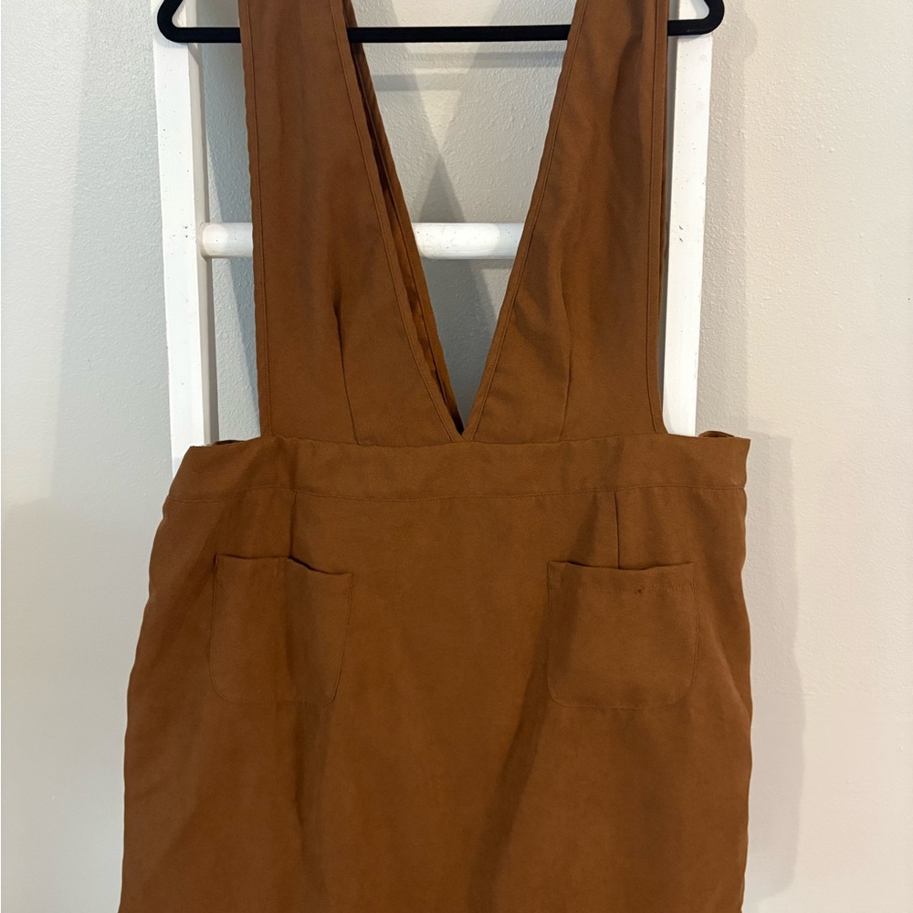 SHEIN Rust Brown Pinafore Midi Dress